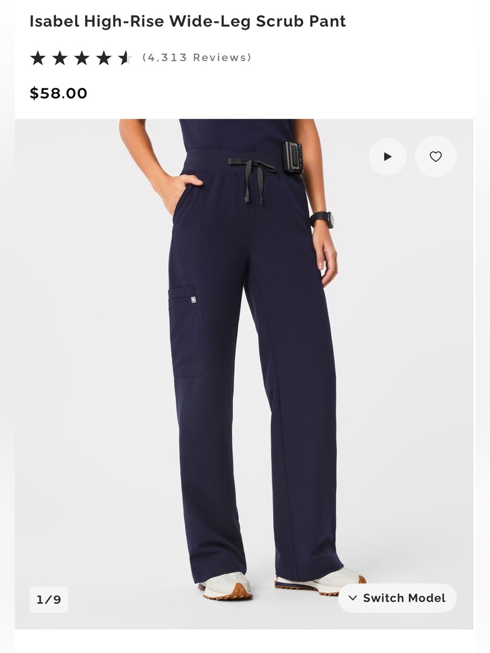 Figs Navy Isabel Wide Leg pants